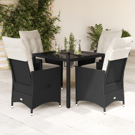Set de muebles jardín 5 pzas con cojines ratán sintético negro en Conjuntos de jardín | Comprar online en Foru.es