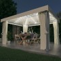 Cenador con cortina y tira de luces LED aluminio crema 4x3 m de vidaXL, Carpas y cenadores - Ref: Foro24-3070353, Precio: 545...