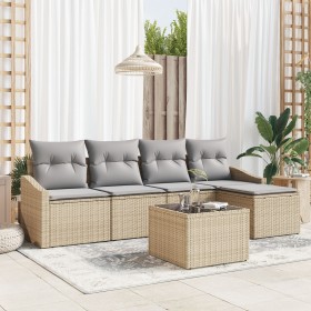 Conjunto de Sofá de Jardín de 6 Piezas con Cojines de Ratán Polimérico Negro de , Sofás de exterior - Ref: Foro24-3346690, Pr...