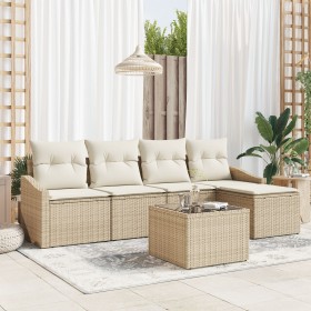 Juego de Sofá de Jardín de 6 Piezas con Cojines Ratán Poli Marrón de , Sofás de exterior - Ref: Foro24-3346691, Precio: 371,1...