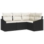 Juego de Sofá de Jardín de 4 Piezas con Cojines Ratán Negro de , Sofás de exterior - Ref: Foro24-3346697, Precio: 283,09 €, D...