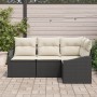 Juego de Sofá de Jardín de 4 Piezas con Cojines Ratán Negro de , Sofás de exterior - Ref: Foro24-3346697, Precio: 283,09 €, D...