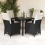 Set de muebles jardín 5 pzas con cojines ratán sintético negro en Conjuntos de jardín | Comprar online en Foru.es
