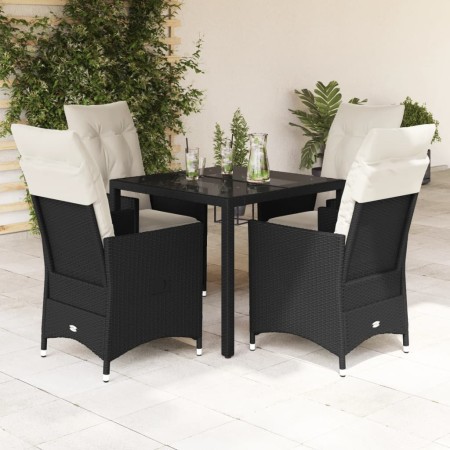 Set de muebles jardín 5 pzas con cojines ratán sintético negro en Conjuntos de jardín | Comprar online en Foru.es