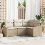 Conjunto de Sofá de Jardín de 4 Piezas con Cojines Beige Poliéster de , Sofás de exterior - Ref: Foro24-3346701, Precio: 308,...