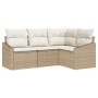 Conjunto de Sofá de Jardín de 4 Piezas con Cojines Beige Poliéster de , Sofás de exterior - Ref: Foro24-3346701, Precio: 308,...