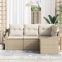 Conjunto de Sofá de Jardín de 4 Piezas con Cojines Beige Poliéster de , Sofás de exterior - Ref: Foro24-3346701, Precio: 308,...