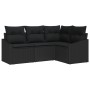 Juego de Sofá de Jardín Conjunto de 4 Negro Ratán, Poliéster, Acero de , Sofás de exterior - Ref: Foro24-3346703, Precio: 298...