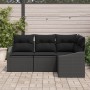 Juego de Sofá de Jardín Conjunto de 4 Negro Ratán, Poliéster, Acero de , Sofás de exterior - Ref: Foro24-3346703, Precio: 298...