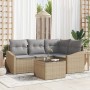 Conjunto de Sofá de Jardín de 5 Piezas con Cojines Negros de Ratán Poliester de , Sofás de exterior - Ref: Foro24-3346710, Pr...
