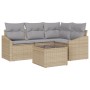 Conjunto de Sofá de Jardín de 5 Piezas con Cojines Negros de Ratán Poliester de , Sofás de exterior - Ref: Foro24-3346710, Pr...