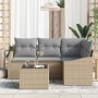 Conjunto de Sofá de Jardín de 5 Piezas con Cojines Negros de Ratán Poliester de , Sofás de exterior - Ref: Foro24-3346710, Pr...