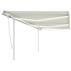 Toldo retráctil manual con LED crema 6x3,5 m de vidaXL, Toldos - Ref: Foro24-3070082, Precio: 863,37 €, Descuento: %