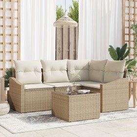 Conjunto de Sofá de Jardín de 5 Piezas con Cojines de Ratán Beige de , Sofás de exterior - Ref: Foro24-3346711, Precio: 360,4...
