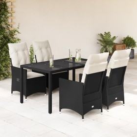Set de muebles jardín 5 pzas con cojines ratán sintético negro en Conjuntos de jardín | Comprar online en Foru.es
