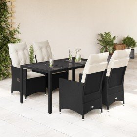 Set de muebles jardín 5 pzas con cojines ratán sintético negro en Conjuntos de jardín | Comprar online en Foru.es