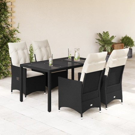 Set de muebles jardín 5 pzas con cojines ratán sintético negro en Conjuntos de jardín | Comprar online en Foru.es