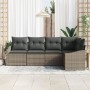 Set de Sofá de Jardín de 5 Piezas con Cojines en Gris de Ratán Sintético de , Sofás de exterior - Ref: Foro24-3346719, Precio...