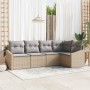 Juego de Sofá de Jardín de 5 Piezas con Cojines Beige Ratán Sintético de , Sofás de exterior - Ref: Foro24-3346720, Precio: 3...