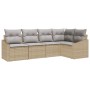 Juego de Sofá de Jardín de 5 Piezas con Cojines Beige Ratán Sintético de , Sofás de exterior - Ref: Foro24-3346720, Precio: 3...