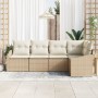 Conjunto de Sofá de Jardín de 5 Piezas con Cojines Beige Ratán de , Sofás de exterior - Ref: Foro24-3346721, Precio: 359,21 €...