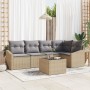 Conjunto de Sofá de Jardín de 6 Piezas con Cojines Negros de Ratán Poliéster de , Sofás de exterior - Ref: Foro24-3346730, Pr...