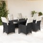 Set de comedor de jardín 7 pzas y cojines ratán sintético negro en Conjuntos de jardín | Comprar online en Foru.es