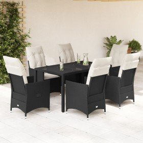 Set de comedor de jardín 7 pzas y cojines ratán sintético negro en Conjuntos de jardín | Comprar online en Foru.es