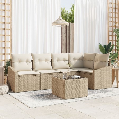 Conjunto de Sofá de Jardín de 6 Piezas con Cojines Marrón de Ratán Polimérico de , Sofás de exterior - Ref: Foro24-3346731, P...