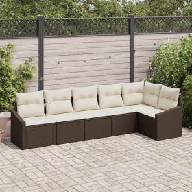 Juego de Sofá de Jardín de 6 Piezas con Cojines en Rattan Marrón Poliratán de , Sofás de exterior - Ref: Foro24-3346738, Prec...