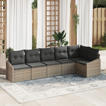 Juego de Sofá de Jardín de 6 Piezas con Cojines Gris Poliratán de , Sofás de exterior - Ref: Foro24-3346739, Precio: 386,29 €...