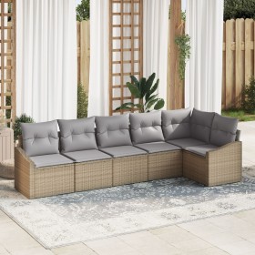 Juego de Sofá de Jardín de 6 Piezas con Cojines Beige de Ratán Sintético de , Sofás de exterior - Ref: Foro24-3346740, Precio...