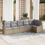 Juego de Sofá de Jardín de 6 Piezas con Cojines Beige de Ratán Sintético de , Sofás de exterior - Ref: Foro24-3346740, Precio...