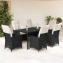 Set de comedor de jardín 7 pzas y cojines ratán sintético negro en Conjuntos de jardín | Comprar online en Foru.es