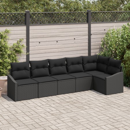 Juego de Sofás de Jardín de 6 Piezas con Cojines Negro Ratán de , Sofás de exterior - Ref: Foro24-3346743, Precio: 410,86 €, ...