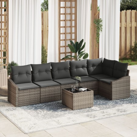 Conjunto de Sofá de Jardín de 6 Piezas con Cojines de Ratán Poliéster Negro de , Sofás de exterior - Ref: Foro24-3346749, Pre...