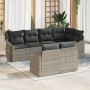 Conjunto de sofá de jardín de 7 piezas con cojines ratán poli gris claro de , Sofás de exterior - Ref: Foro24-3346762, Precio...