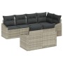 Conjunto de sofá de jardín de 7 piezas con cojines ratán poli gris claro de , Sofás de exterior - Ref: Foro24-3346762, Precio...