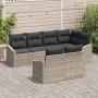 Conjunto de sofá de jardín de 7 piezas con cojines ratán poli gris claro de , Sofás de exterior - Ref: Foro24-3346762, Precio...