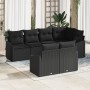 Set de Sofás de Jardín de 7 Piezas con Cojines Negro Ratán Poliéster de , Sofás de exterior - Ref: Foro24-3346763, Precio: 51...