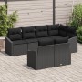Set de Sofás de Jardín de 7 Piezas con Cojines Negro Ratán Poliéster de , Sofás de exterior - Ref: Foro24-3346763, Precio: 51...