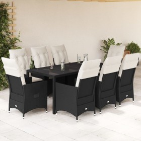 Set de comedor de jardín 9 pzas y cojines ratán sintético negro en Conjuntos de jardín | Comprar online en Foru.es