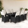 Set de comedor de jardín 9 pzas y cojines ratán sintético negro en Conjuntos de jardín | Comprar online en Foru.es