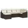 Set de Sofá de Jardín de 6 Piezas con Cojines Marrón Poliratán de , Sofás de exterior - Ref: Foro24-3346788, Precio: 390,98 €...
