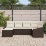 Set de Sofá de Jardín de 6 Piezas con Cojines Marrón Poliratán de , Sofás de exterior - Ref: Foro24-3346788, Precio: 390,98 €...
