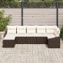 Conjunto de sofá de jardín de 7 piezas con cojines en ratán polivalente marrón de , Sofás de exterior - Ref: Foro24-3346808, ...