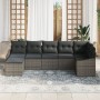 Juego de sofá de jardín de 7 piezas con cojines de ratán sintético gris de , Sofás de exterior - Ref: Foro24-3346809, Precio:...