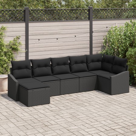 Juego de Sofá de Jardín de 7 Piezas con Cojines Negro Ratán Sintético de , Sofás de exterior - Ref: Foro24-3346813, Precio: 4...