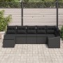 Juego de Sofá de Jardín de 7 Piezas con Cojines Negro Ratán Sintético de , Sofás de exterior - Ref: Foro24-3346813, Precio: 4...