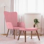Sillón de relax con taburete terciopelo rosa en Sillones | Comprar online en Foru.es